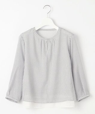 J.PRESS LADIES チェックプリント カットソー ホワイトベース系