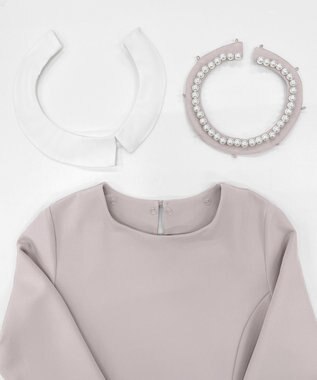 Tiaclasse 【3WAY・ストレッチジョーゼット】付け襟チュニック グレージュ