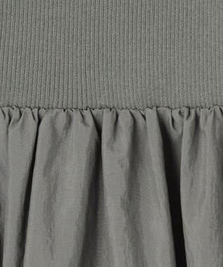 23区 S 【洗える】ブライトナイロンワッシャー ニットコンビワンピース カーキ系