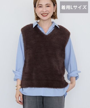 AMERICAN HOLIC 【選べる丈】シャギーニットベスト Brown