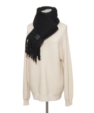 MOONBAT 【WEB限定】FURLA ウール混 ボリューム無地マフラー/幅25cm ブラック