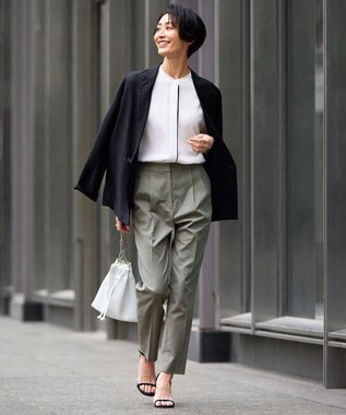 ICB 【接触冷感・UVケア・撥水・洗える】 LooseWeave テーパードパンツ モスグレー系