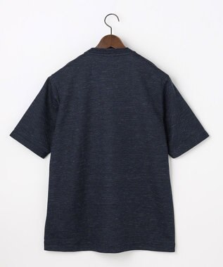 JOSEPH ABBOUD 【フランス産リネン×尾州の技術・清涼感】ノルマンディリネントップジャージー Vネック Tシャツ ネイビー系