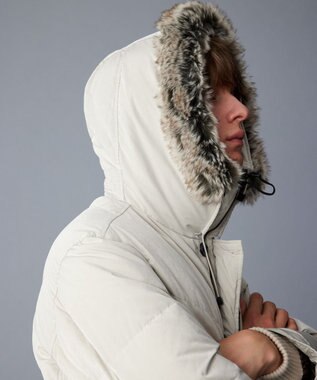 JOSEPH ABBOUD MOUNTAIN  【サスティナブル/ECO撥水/ECOファー/9ポケット/男女兼用】Pe/Nyピーチ ダウンコート アイボリー系