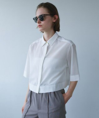BEIGE， BAC / コットンシアー ショートレングスシャツ Off