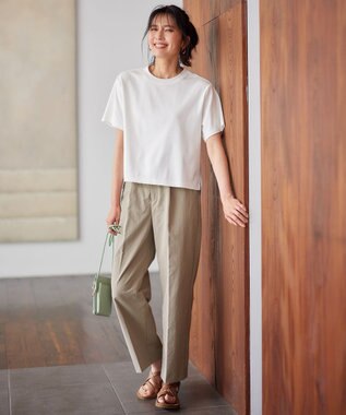 ANY 【吸水速乾/イージーケア/ストレッチ/ウエストゴム/洗濯機可能】ドライチノタックパンツ ライトモカ