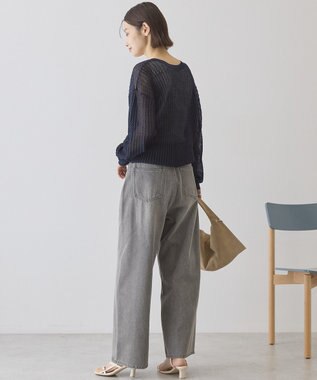 AMERICAN HOLIC 【前後2WAY】透かし編みニットカーディガン Navy