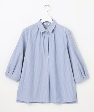 J.PRESS LADIES L 【WEB限定カラーあり・洗える・接触冷感・UVカット・イージーケア】 エステネージュストライプ ブラウス サックスブルー系1