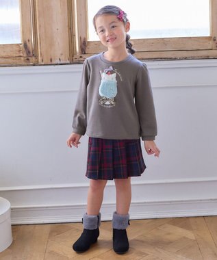 ANY KIDS チェック柄 プリーツ キュロット 赤系チェック