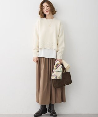 23区 【WEB&一部店舗限定】ウールカシミヤ デザイン ストール アイボリー系