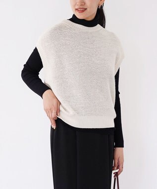 TOQUE 〈大草直子さんアドバイザー〉ベビーアルパカ×シルクハニカムニットフレンチトップス