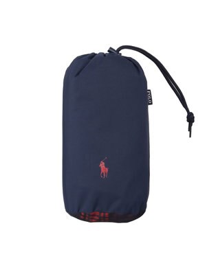 MOONBAT POLO RALPH LAUREN レインポンチョ 透湿撥水 無地×チェック 75デニール 収納袋付 ネイビーブルー