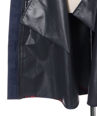 MOONBAT POLO RALPH LAUREN レインポンチョ 透湿撥水 無地×チェック 75デニール 収納袋付 ネイビーブルー
