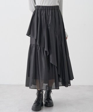 earth music&ecology シャイニーラッフルスカート Black