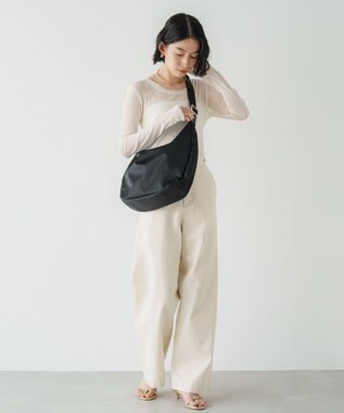 russet ラウンドビッグショルダーバッグ(CE-1292) Black2（シルバー金具）