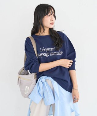 Green Parks 七分袖ロゴ裏毛プルオーバー Navy
