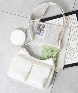 WEGO ポーチ付きポケットデザインショルダー ホワイト