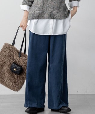 【滝沢眞規子さん着用/洗える】コットン コーデュロイ ワイド パンツ