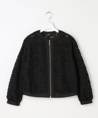 自由区 L 【17号サイズまで展開】テープエンブロイダリー ブルゾン ブラック