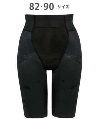 Wing ガードル ウエストのハミ肉すっきり おなか押さえ ヒップアップ 少し高めのウエスト丈 【ハミデンヌ】 吸汗速乾性(身生地部) ロング丈 KQ2885 ウイング／ワコール ブラック