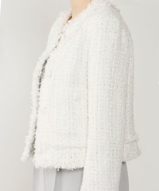 GRACE CONTINENTAL フリンジツイードジャケット ホワイト