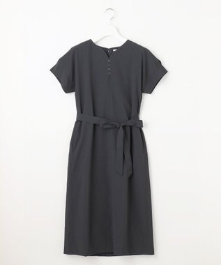 J.PRESS LADIES S 【洗える・イージーケア】ソフトタイプライター フレンチスリーブ ワンピース ネイビー系