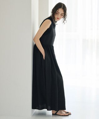 #Newans ボリュームチェックキャミワンピ ブラックチェック