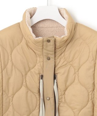 J.PRESS YORK STREET 【WOMEN】ロングキルトリバーシブルコート ベージュ系