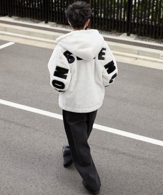 WEGO ファーフードグラフィックブルゾン ホワイト