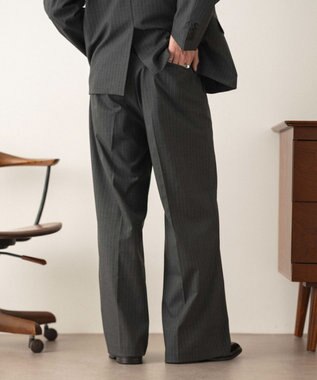 WEGO 【セットアップ対応】ワイドストレートスラックス グレーストライプ