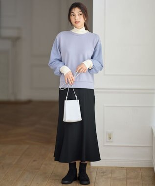 ANY 【ウエストゴム】ライトツイードマーメーイドスカート ブラック