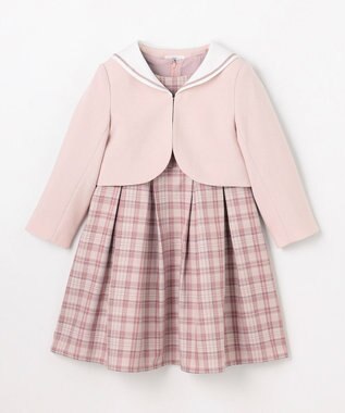 ANY KIDS 【2点セット】セーラージャケット+チェックワンピース ピンクベージュ