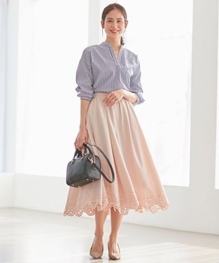 組曲 【洗える】ハイカウントジャージー フレアスカート ベージュ系