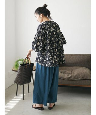 CRAFT STANDARD BOUTIQUE インド綿アソート柄シャツチュニック Black