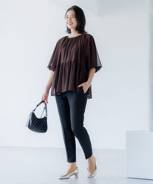 組曲 【WEB限定】T/Rツイルストレッチ テーパードパンツ ブラック系