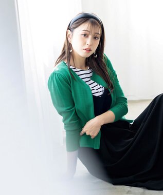 Tiaclasse 【洗える】長袖サマーニットカーディガン ダークグリーン