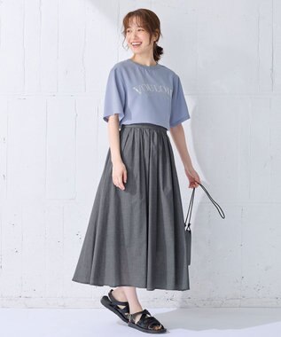 ANY 【大好評につき新色追加！/ウエストゴム】シャンブレーライクフレアスカート グレー