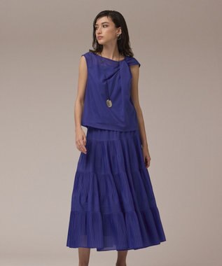GRACE CONTINENTAL プリーツティアードスカート ブルー