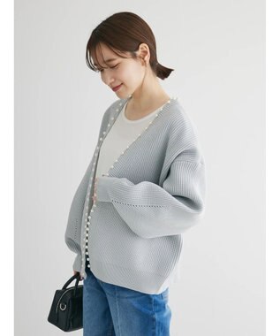 Green Parks ・ＥＬＥＮＣＡＲＥ　ＤＵＥパールトッパーカーディガン Gray