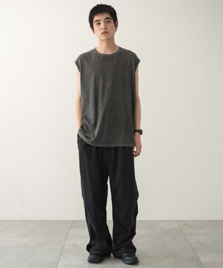 WEGO 【ユニセックス着用ITEM/MLサイズ展開/綿100%】スリーブレスコットンT ブラックその他