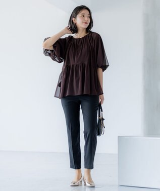 組曲 【WEB限定】T/Rツイルストレッチ テーパードパンツ ブラック系