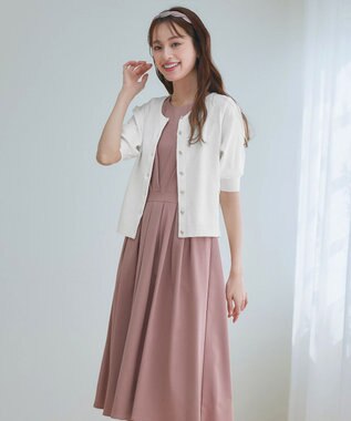 Tiaclasse  【洗える】ハーフスリーブサマーニットカーディガン グレー