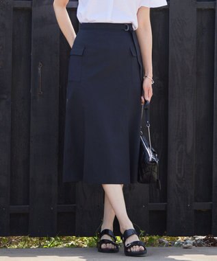 J.PRESS LADIES S 【洗える・イージーケア】ソフトタイプライター マーメイド スカート ネイビー系