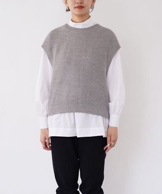 TOQUE 〈大草直子さんアドバイザー〉ベビーアルパカ×シルクハニカムニットフレンチトップス グレー