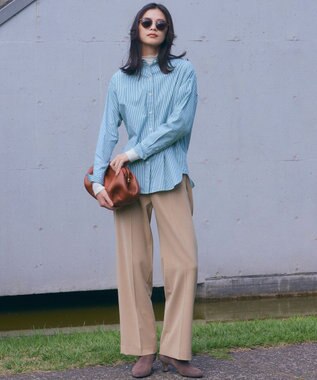 23区 【洗える】ストレッチダブルクロス サスペンダーパンツ ベージュ系