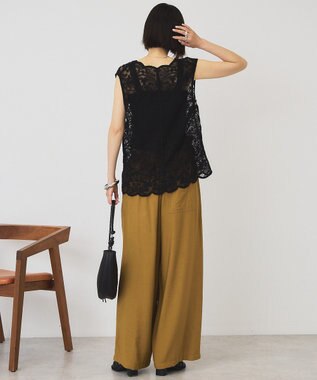 AMERICAN HOLIC チュールコード刺繍ベスト Black