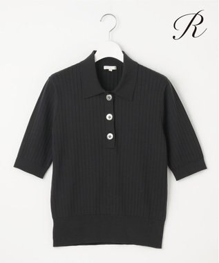  【R(アール)】シルクコットン ポロカラー リブニット