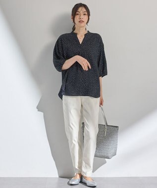 ANY ドルマンスキッパードットブラウス ネイビー系