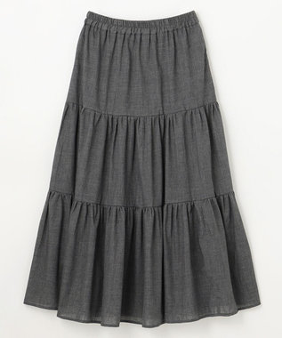 ANY 【ウエストゴム】シャンブレーライクティアード スカート グレー系