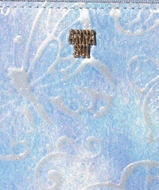 ANNA SUI パピヨン Lファスナー薄マチ長財布 ライトブルー